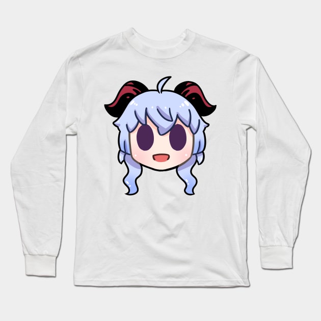 Genshin Impact Ganyu chibi head Long Sleeve T-Shirt by Oricca